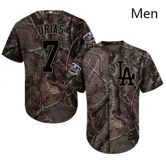 Mens Majestic Los Angeles Dodgers 7 Julio Urias Authentic Camo Realtree Collection Flex Base 2018 World Series Jersey